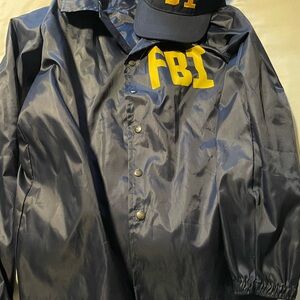FBI Navy Windbreaker and Hat Costume Small